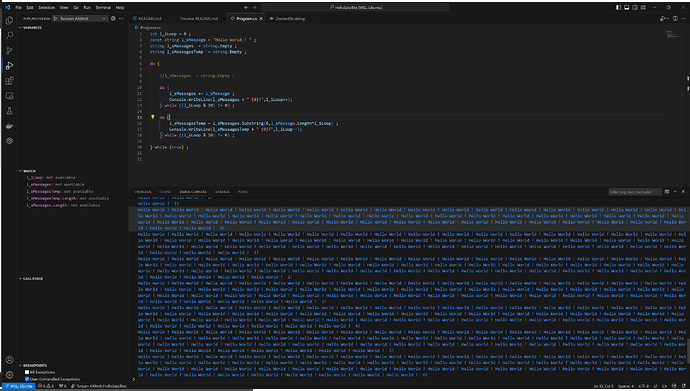 Program CSharp and output console