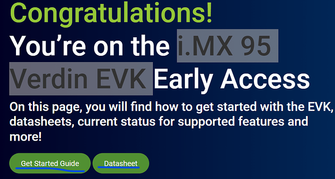 links to access imx 95 datasheet and user guide