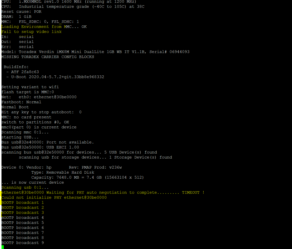 Verdin IMX8MM board, getting Could not initialize PHY