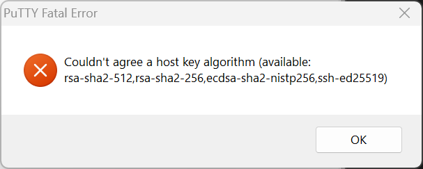 Putty Fatal Error
